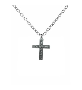 Antik İşlemeli Haç Figürlü Unisex Kolye – 60 cm Zincirli, Vintage & Gotik Metal Takı (Gümüş)