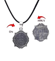 Ayet-el Kürs-i Dualı Köşeli İşlemeli 925 Ayar Gümüş Erkek Kolye 201025700