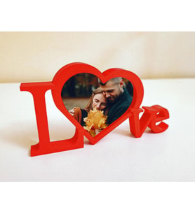 Love Fotoğraf Çerçevesi Sevgililer Günü Hediyesi Biblo Dekor 18 x 15.5x9 cm