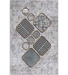 Eliana Home Baskılı, Yıkanabilir Kaymaz Taban Salon Halısı LNA0057-SD1174 100x150 cm (Gri)