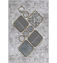 Eliana Home Baskılı, Yıkanabilir Kaymaz Taban Salon Halısı LNA0057-SD1174 100x150 cm (Gri)