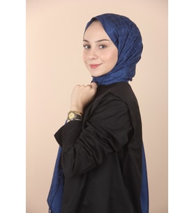 LACİVERT Loryan Scarf Jakar Ağaç Kabuğu Şal