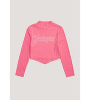 Asimetrik Kesim Kız Çocuk Fitilli Crop (Pembe)