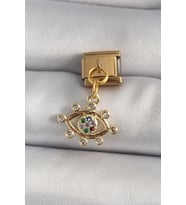 316L Çelik Gold Renk Sallantı Zirkon Taşlı Göz Model Nomination Charm 5886 - HPSBYI6915-5836