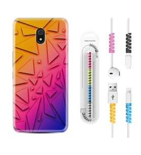 Xiaomi Redmi 8A 8 Pro 9C 9T 10C 11T Pro Kılıf Kablo Koruma Spiral Silikon Üçgenler 1635