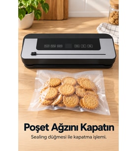 Poşet Yapıştırma ve Vakumlama Makinesi Açılır Kapaklı