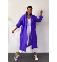 Kadın Erkek Yağmurluk Kapüşonlu Çıtçıtlı Eva Mor Yağmurluk M21MRC881R09