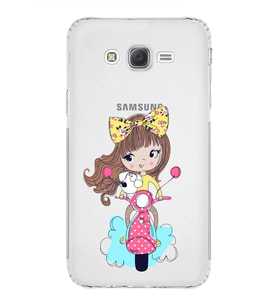 Samsung Galaxy J7 Uyumlu Kamera Korumalı Kapak Vespagirl Tasarımlı  Şeffaf  Kılıf