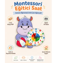 Sevimli Hipopotam Montessori Çocuk Odası Eğitici Ahşap Duvar Saati - "Zamanı Eğlenceli Öğrenin!"