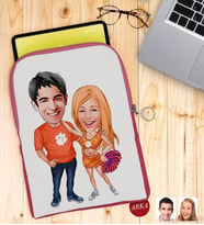 BK Gift Kişiye Özel Sevgililer Karikatürlü Taşınabilir Koruyucu Tablet Kılıfı & Organizer Çanta - Pembe-54