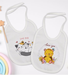 BK Kids I Love You Tasarımlı 2’li Beyaz Mama Önlüğü-1