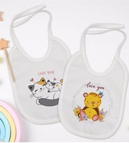 BK Kids I Love You Tasarımlı 2’li Beyaz Mama Önlüğü-1