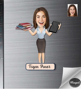 Kişiye Özel İş Kadını Ahşap Magnet -8