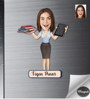 Kişiye Özel İş Kadını Ahşap Magnet -8