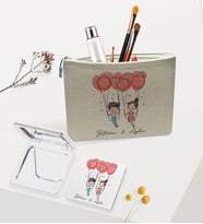 BK Gift Kişiye Özel Keten Makyaj Çantası ve Ayna Seti, Sevgiliye Hediye, Sevgililer Günü Hediyesi, Doğum Günü Hediyesi-5