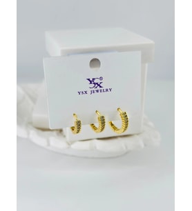 Zirkon Taşlı Üçlü Kombin Küpe - Kp00393