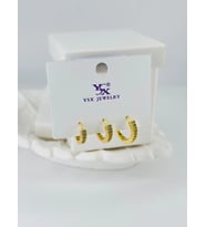 Zirkon Taşlı Üçlü Kombin Küpe - Kp00393