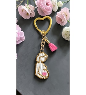 Miyuki Boncuk El Yapımı Hamile Kadın Pembe Kalp Anahtarlık/Çanta Süsü Anneler Günü