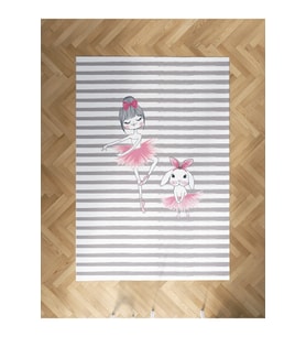 MEKTA HOME BEBEK VE ÇOCUK ODASI Tavşanlı Balerin Kız Desenli Halı