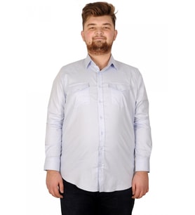 Mode XL Erkek Gömlek UKol Gabardin Çift Cep 20360 Mavi