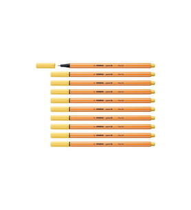 Stabilo İnce Keçe Uçlu Kalem 88 Point 0.4 MM Sarı Fineliner Kalem (10 Lu Paket) (Karışık)