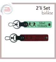 Sporcu Dostuna Şık Hediye, Boks Eldivenli, Kişisel İsimli Anahtarlık Seti, Açık Yeşil-Bordo