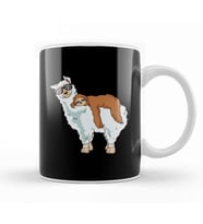 Cute & Funny Sloth Riding Llama Kupa Bardak Porselen