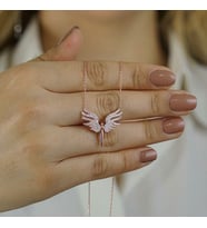 Melek Tasarımlı 925 Ayar Gümüş Kadın Kolye Rose
