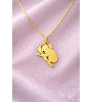 Kişiye Özel Sevimli Uyuyan Koala Figürlü Kolye 925K Gümüş (Gold)