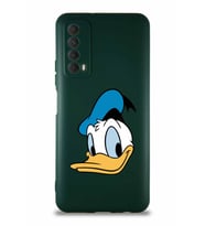 Huawei P Smart 2021 Soft Premier Kapak Donald Duck-B Tasarımlı Silikon Kılıf - Yeşil (Şeffaf)