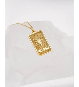 Kişiye Özel Koç Burcu Tarot Kart Kolye 925K Gümüş (Gold)