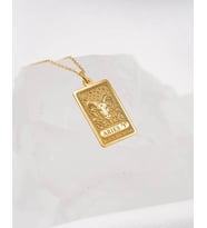 Kişiye Özel Koç Burcu Tarot Kart Kolye 925K Gümüş (Gold)