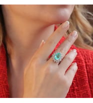 Paraiba Taşlı Damla Sultan Modeli 925 Ayar Gümüş Yüzük