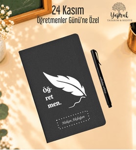 Öğretmenler Günü Hediyesi Kişiye Özel Öğretmen Tasarımlı Ajanda Ve Roller Metal Kalem Seti