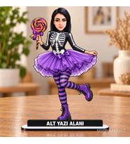Kişiye Özel Halloween Cadılar Bayramı MDF Karikatürlü 18 cm MDF Masaüstü Biblo - Masaüstü Hediye