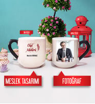Okul Müdürü Kupa Bardak Oval Sihirli Fotoğraflı