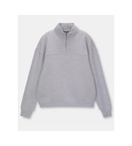 Oversize Yarım Farmuarlı Yakalı Basic SweatShirt - Gri