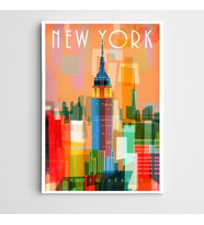 New York Renkli Kanvas Tablo