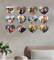 Kişiye Özel 12 Fotoğraflı Kalp Mdf Tablo
