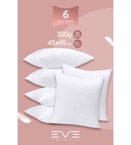 6 Adet Throw Serisi Antialerjik %100 Silikon Elyaf Dolgulu Kırlent Iç Kare Yastık 45x45cm 350gr (Beyaz)