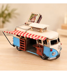 Nostaljik Metal El yapı Mavi Vosvos Minibüs Karavan Büyük Boy