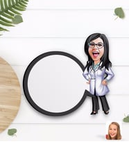 BK Gift Kişiye Özel Kadın Doktor Karikatürlü Ahşap Bardak Altlığı-1