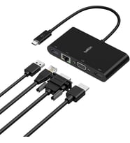 Belkin Usb-C Multimedia Adaptörü (Vga, 4K Hdmi, Usb 3.0, Ethernet Bağlantı Noktalı Usb-C Hub) Macboo (Çok Renkli)