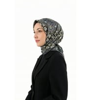 Bursa İpek Mint Taç Desen Twill İpek Eşarp