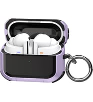 Samsung Galaxy Buds 3 Pro, Buds 3 ve Buds 3 FE ile Uyumlu Darbelere Karşı Ultra Güçlü Çift Renkli Sert Kenarlı Mat Silikon Kılıf (Lila, Galaxy Buds 3 Pro/3/3 FE)
