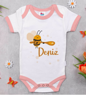 BK Kids Kişiye Özel Pembe Bebek Body Zıbın - Model 171