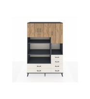 Hyperion Dolap 9 Raflı 6 Çekmeceli 3 Kapaklı 132x44x195 Antrasit-Çam/Aytaşı