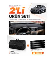 e-biz KİA SPORTAGE (2018-2021) Uyumlu Torpido Örtüsü + Deri Bagaj Çantası Seti - Siyah - KI023