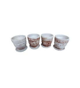 4 Adet Antik Görünümlü Toprak Saksı 12*12 Cm