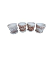 4 Adet Antik Görünümlü Toprak Saksı 12*12 Cm